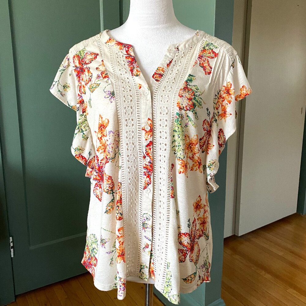 Maeve Floral Top | Anthropologie | XL